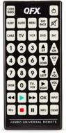 📱 qfx rem-115 jumbo 8-device universal remote: rca, sony, philips, samsung, ge, lg, panasonic, sharp, toshiba & more! code pairing, sleep timer, glow-in-the-dark buttons logo