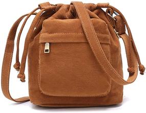 img 4 attached to Canvas Crossbody Drawstring Bucket Shoulder Women's Handbags & Wallets and Crossbody Bags