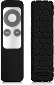 img 1 attached to 📺 Fintie Protective Case for Apple TV 2 3 Remote Controller - CaseBot (Honey Comb Series) Black Silicone Sleeve Cover: Light, Anti-Slip, Shockproof