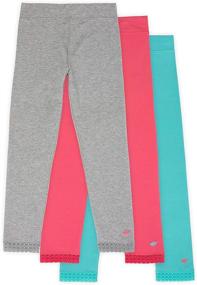 img 4 attached to Lucky & Me Jada Leggings for Girls with Lace Trim & Wide Waistband - 3 Pack, Tagless & Full Length