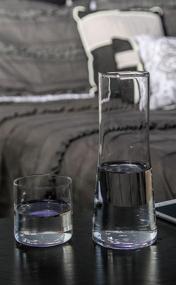 img 2 attached to 🛏️ Lily's Home Bedside Night Water Carafe with Tumbler Glass Set - Easy Pour Spout for Clean Usage in Bedroom, Bathroom, or Kitchen - Cup Doubles as Lid - Lead Free Glass - 16 Ounces, 8.5 inches Tall