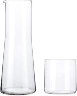 🛏️ lily's home bedside night water carafe with tumbler glass set - easy pour spout for clean usage in bedroom, bathroom, or kitchen - cup doubles as lid - lead free glass - 16 ounces, 8.5 inches tall logo