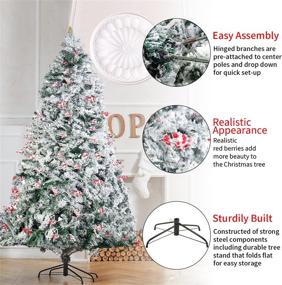 img 1 attached to 🎄 Premium Snow Flock Artificial Christmas Tree - Ideal for Home, Office, Party Decorations - Sturdy Metal Legs, 950 Branch Tips - 6ft Size