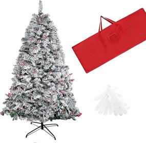 img 4 attached to 🎄 Premium Snow Flock Artificial Christmas Tree - Ideal for Home, Office, Party Decorations - Sturdy Metal Legs, 950 Branch Tips - 6ft Size