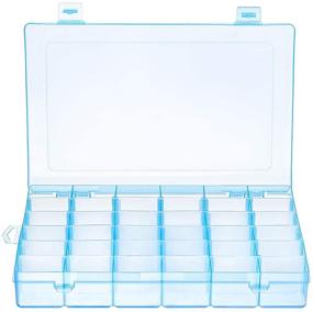 img 4 attached to 🗃️ Emoly Plastic Jewelry Box Storage Organizer Container - 36 Grids Blue with Adjustable Dividers for Easy Organization