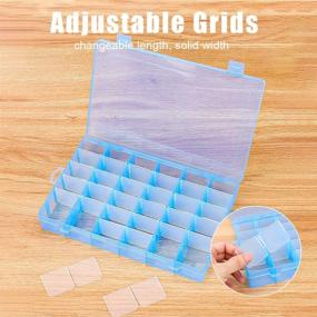 img 3 attached to 🗃️ Emoly Plastic Jewelry Box Storage Organizer Container - 36 Grids Blue with Adjustable Dividers for Easy Organization