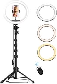 img 4 attached to 📸 10-inch LED Ring Light with Stand and Phone Holder - Dimmable Selfie Ring Light with Tripod Stand for Live Streaming, TikTok, Makeup, YouTube Videos, Photography - Compatible with All Phones