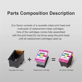 img 2 attached to 🖨️ LEMERO UEXPECT HP 65XL Remanufactured Ink Cartridge Replacement – High-Quality Printer Ink for Envy 5055, DeskJet 2622 & more (1 Print Head, 3 Color Cartridges)