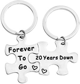 img 4 attached to 💑 Couples Gifts 5th & 50th Anniversary Puzzle Keychain Set of Two – Forever to Go Wedding Keepsake for Husband and Wife