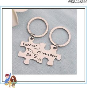 img 1 attached to 💑 Couples Gifts 5th & 50th Anniversary Puzzle Keychain Set of Two – Forever to Go Wedding Keepsake for Husband and Wife