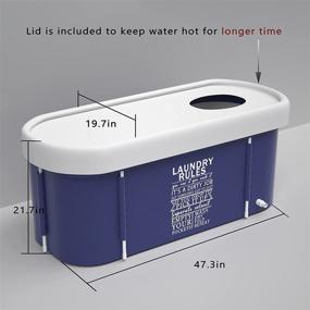 img 3 attached to 🛀 Kiseely Portable Foldable Bathtub for 2 People, Large Family Soaking Spa Tub, Maintains Optimal Hot & Cold Temperatures, 47.3X21.7X19.7inch, Blue Style