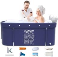 🛀 kiseely portable foldable bathtub for 2 people, large family soaking spa tub, maintains optimal hot & cold temperatures, 47.3x21.7x19.7inch, blue style logo