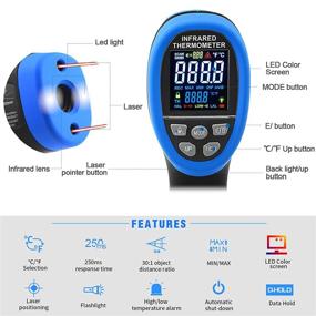 img 3 attached to 🌡️ INFURIDER YF-1500C Digital Infrared Thermometer (-58℉~2732℉) Non-Contact Laser Temperature Gun 30:1 High IR Temp Gauge Pyrometer with Color LCD Screen, Max/Min Alarm – Not for Human Body Temperature Testing