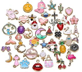 img 2 attached to 🧜 50 Pc Alloy Enamel Mix Shape Mermaids Animals Pendant Set: Perfect for DIY Jewelry, Bracelets, and Christmas Decorations
