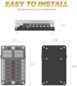img 1 attached to 🔌 MNJ Motor ATC/ATO 12-Way Blade Fuse Box Holder with LED Indicator - 30A Fuse Block Panel for Car Boat Marine SUV