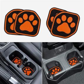 img 4 attached to Auovo Auto Cup Holder Inserts Coaster Fit For 2018-2022 Wrangler JL JLU 2020-2022 Gladiator Accessories JT Cup Mat Pad Interior Decoration(4 Pcs Kit)(Orange)