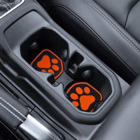 img 3 attached to Auovo Auto Cup Holder Inserts Coaster Fit For 2018-2022 Wrangler JL JLU 2020-2022 Gladiator Accessories JT Cup Mat Pad Interior Decoration(4 Pcs Kit)(Orange)