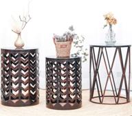 🔲 set of 3 modern nesting coffee end tables- multifunctional metal furniture nightstands decor side tables plant stand for indoor/outdoor use, black with bronze brush finish (us shipping) логотип