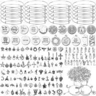 💍 flasoo 376pcs bangles bracelet & charm pendant kit with adjustable wire bracelets & jump rings for diy craft jewelry making logo