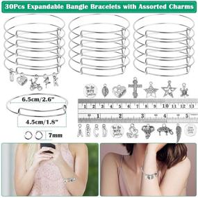 img 2 attached to 💍 Flasoo 376Pcs Bangles Bracelet & Charm Pendant Kit with Adjustable Wire Bracelets & Jump Rings for DIY Craft Jewelry Making