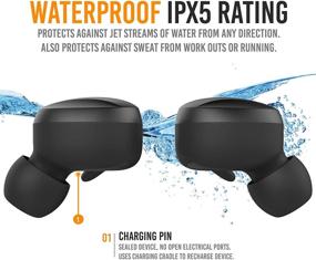 img 2 attached to 🎧 Alpatronix HX500 Wireless Earbuds - Waterproof Bluetooth Headphones with TWS Technology, Qi Charging Case, Mic and Black