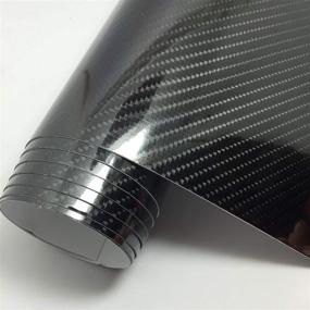 img 4 attached to 🎨 Enhanced 6D Carbon Fiber Vinyl Wrap Sticker Roll - High Gloss Black, Self Adhesive Film, With Air Bubble Release (1ft x 10ft)