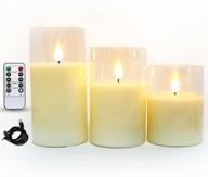 🕯️ rechargeable flameless candles - real wax pillars with ivory dripless design, led flickering technology, and 10-key remote control логотип