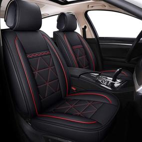 img 4 attached to 🚗 Premium 09-DSJ Car Seat Covers with Side Air Bag Compatibility & Waterproof Faux Leather - Perfect Fit for SUVs, Trucks, Sedans (DSJ-Black & Red)