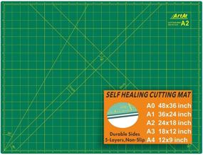 img 4 attached to 🔪 ArtAt Self Healing Cutting Mat: 18″x 24″ Green Double Sided, Non-Slip 5 Layers PVC Durable A2 Sewing Craft Mat for Rotary Cutter - Quilting, Scrapbooking, Art & Craft Projects