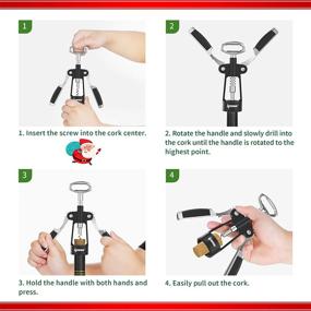 img 1 attached to IPOW 2-in-1 Wing Corkscrew Wine Bottle Opener - Manual Wine Cork Opener and Beer Cap Remover Kit for Experts or Home Usage