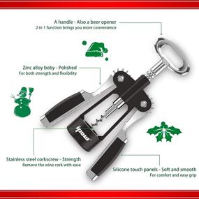 img 3 attached to IPOW 2-in-1 Wing Corkscrew Wine Bottle Opener - Manual Wine Cork Opener and Beer Cap Remover Kit for Experts or Home Usage