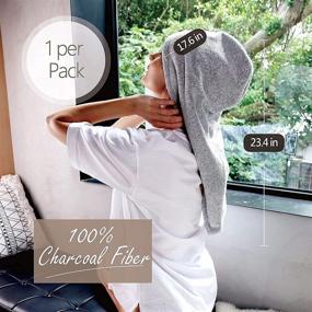 img 1 attached to 🚿 Hair Drying Turban - Luxurious Anti-Frizz Hair Towel Wrap for Rapid-Dry; Ultra Soft, Quick Drying, Absorbent Charcoal Fiber with Coconut Shell Button