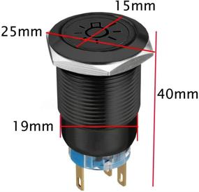 img 2 attached to ESUPPORT 12V Car Vehicle Blue LED Light Headlight Push Button Metal Toggle Switch Socket - Latching 19mm Balck Shell