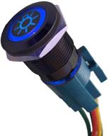 esupport 12v car vehicle blue led light headlight push button metal toggle switch socket - latching 19mm balck shell logo