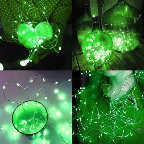 img 3 attached to 🌟 Enchanting Twinkle Star 33FT 100 LED Silver Wire String Lights: Battery Operated Festive Fairy Lights for St. Patrick's Day, Christmas, Weddings, and Home Décor in Green