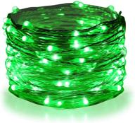 🌟 enchanting twinkle star 33ft 100 led silver wire string lights: battery operated festive fairy lights for st. patrick's day, christmas, weddings, and home décor in green логотип