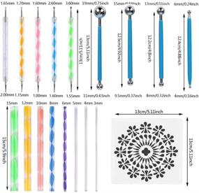 img 3 attached to 🎨 Повысьте свои художественные навыки с помощью набора из 19 инструментов для рисования мандалой на камнях - включает в себя сумку с молнией для хранения и набор мандальных шаблонов, стилусов и палитру от ABenkle.
