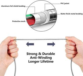 img 2 attached to 🔌 Metzonic Apple MFi сертифицированный зарядное устройство для iPhone 2 шт. 6,6 футов металлический нержавеющий USB-кабель с оплеткой из нержавеющей стали высокоскоростной коннектор синхронизации данных - серебристый