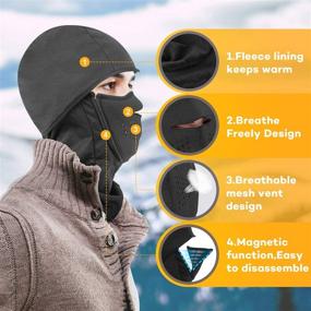 img 2 attached to ZERDOCEAN Cold Weather Balaclava Ski Mask | Winter Windproof Fleece Thermal Motorcycle Face Mask | Magnetic Design Neck Warmer - Black