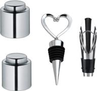 🍾 real vacuum wine bottle stoppers: preserve your wine with 4 reusable stoppers and heart-shaped pourer- ideal gifts for wine lovers логотип