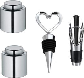 img 4 attached to 🍾 Real Vacuum Wine Bottle Stoppers: Preserve Your Wine with 4 Reusable Stoppers and Heart-Shaped Pourer- Ideal Gifts for Wine Lovers