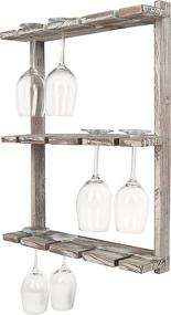 img 4 attached to MyGift Distressed Barnwood Brown Wall Mounted 12 Wine Glass Holder Rack: Stylishly Showcase Your Stemware