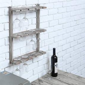 img 2 attached to MyGift Distressed Barnwood Brown Wall Mounted 12 Wine Glass Holder Rack: Stylishly Showcase Your Stemware