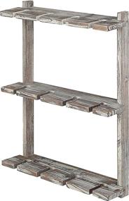 img 1 attached to MyGift Distressed Barnwood Brown Wall Mounted 12 Wine Glass Holder Rack: Stylishly Showcase Your Stemware