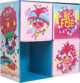 img 4 attached to Idea Nuova DreamWorks Trolls Pink Collapsible Soft Storage Cubby with 3 Cubes