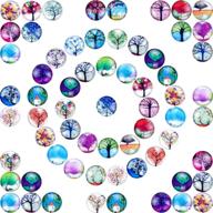 🌼 aipridy 12mm glass dome cabochons: 200 pieces mosaic tiles with flower pattern for photo pendant jewelry making - tree of life design included logo