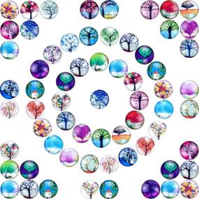 img 4 attached to 🌼 Aipridy 12mm Glass Dome Cabochons: 200 Pieces Mosaic Tiles with Flower Pattern for Photo Pendant Jewelry Making - Tree of Life Design Included