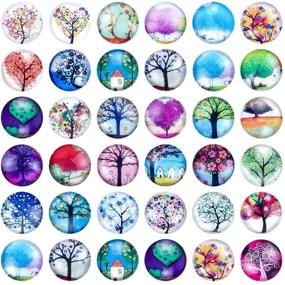 img 3 attached to 🌼 Aipridy 12mm Glass Dome Cabochons: 200 Pieces Mosaic Tiles with Flower Pattern for Photo Pendant Jewelry Making - Tree of Life Design Included