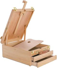 img 4 attached to Premium Beechwood Grand Cayman Extra Large 2 Drawer Adjustable Wood Table Sketchbox Easel and Portable 🎨 Artist Desktop Case - U.S. Art Supply - Ideal for Storing Art Paints, Markers, Sketches, and Drawing Supplies