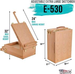 img 3 attached to Premium Beechwood Grand Cayman Extra Large 2 Drawer Adjustable Wood Table Sketchbox Easel and Portable 🎨 Artist Desktop Case - U.S. Art Supply - Ideal for Storing Art Paints, Markers, Sketches, and Drawing Supplies
